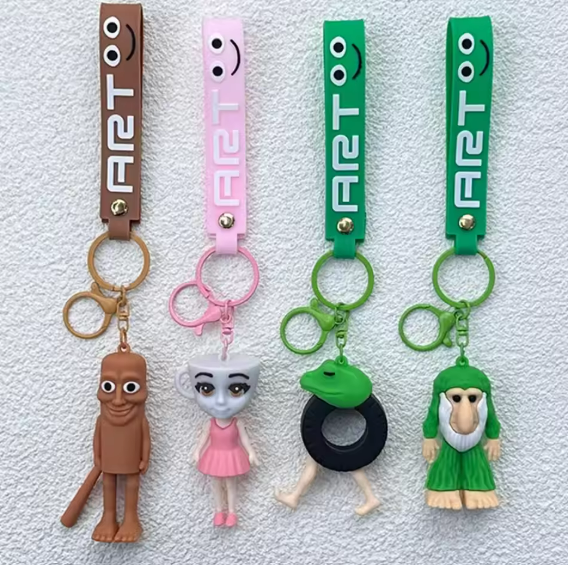 Tralalero Tralala Animals Keychains Anime Tung Tung Sahur Brainrot Car Keys Ring Action Figures Toy Keychains Bags Pendant