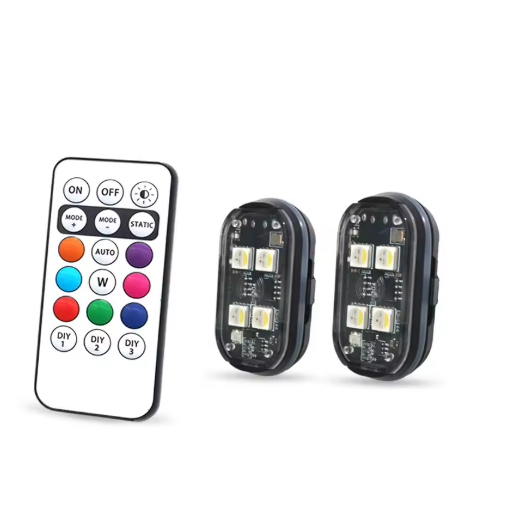 2pcs Wireless LED Strobe Lights Car Decor Atmosphere Light, 8 Colors Rechargeable Led Lights Anti-Collision LED Warning Light