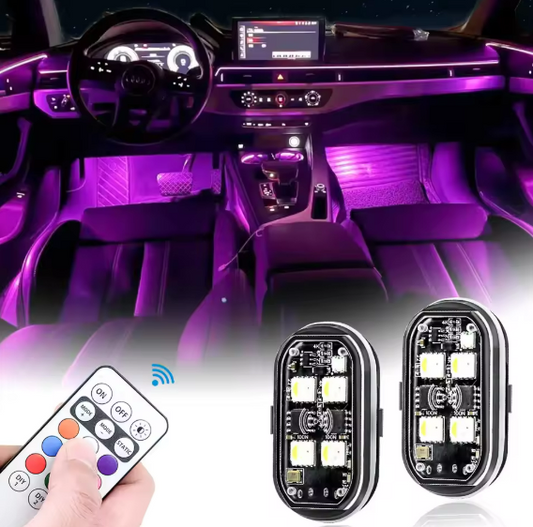 2pcs Wireless LED Strobe Lights Car Decor Atmosphere Light, 8 Colors Rechargeable Led Lights Anti-Collision LED Warning Light